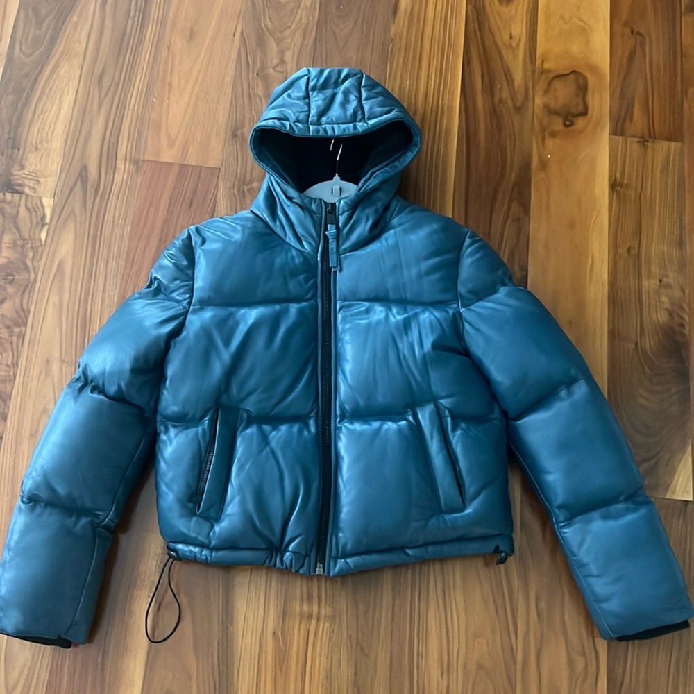 Bod & Christensen Blue Leather Puffer Bomber M